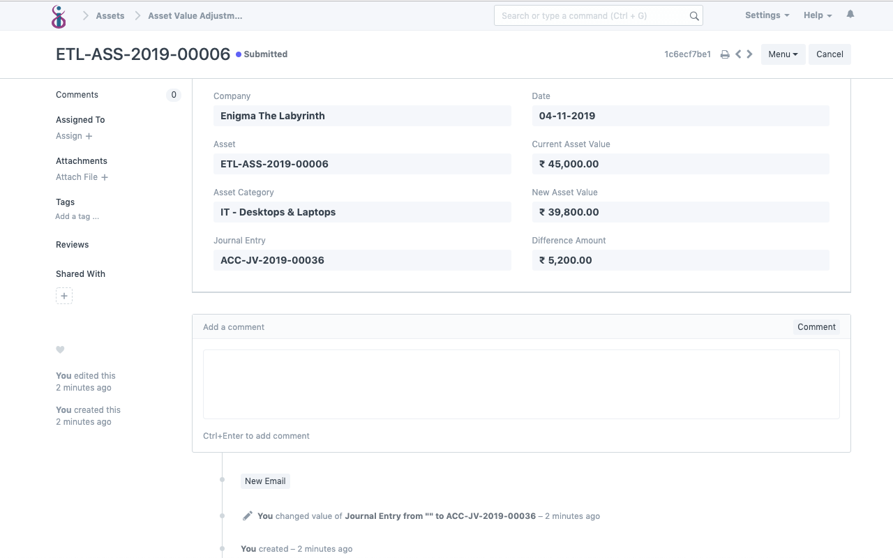 Open Source Asset Management Software - Asset Value Adjustment