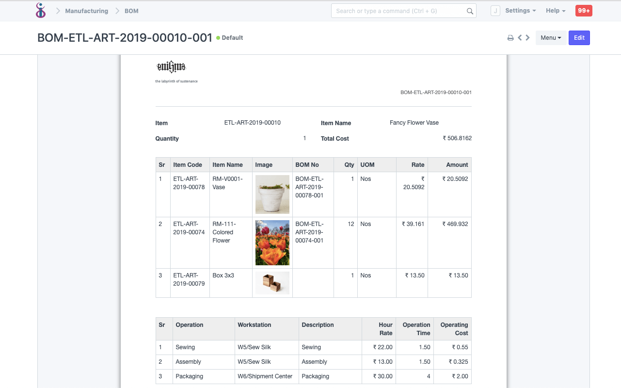 Cloud Manufacturing ERP Software - Bill Of Material 