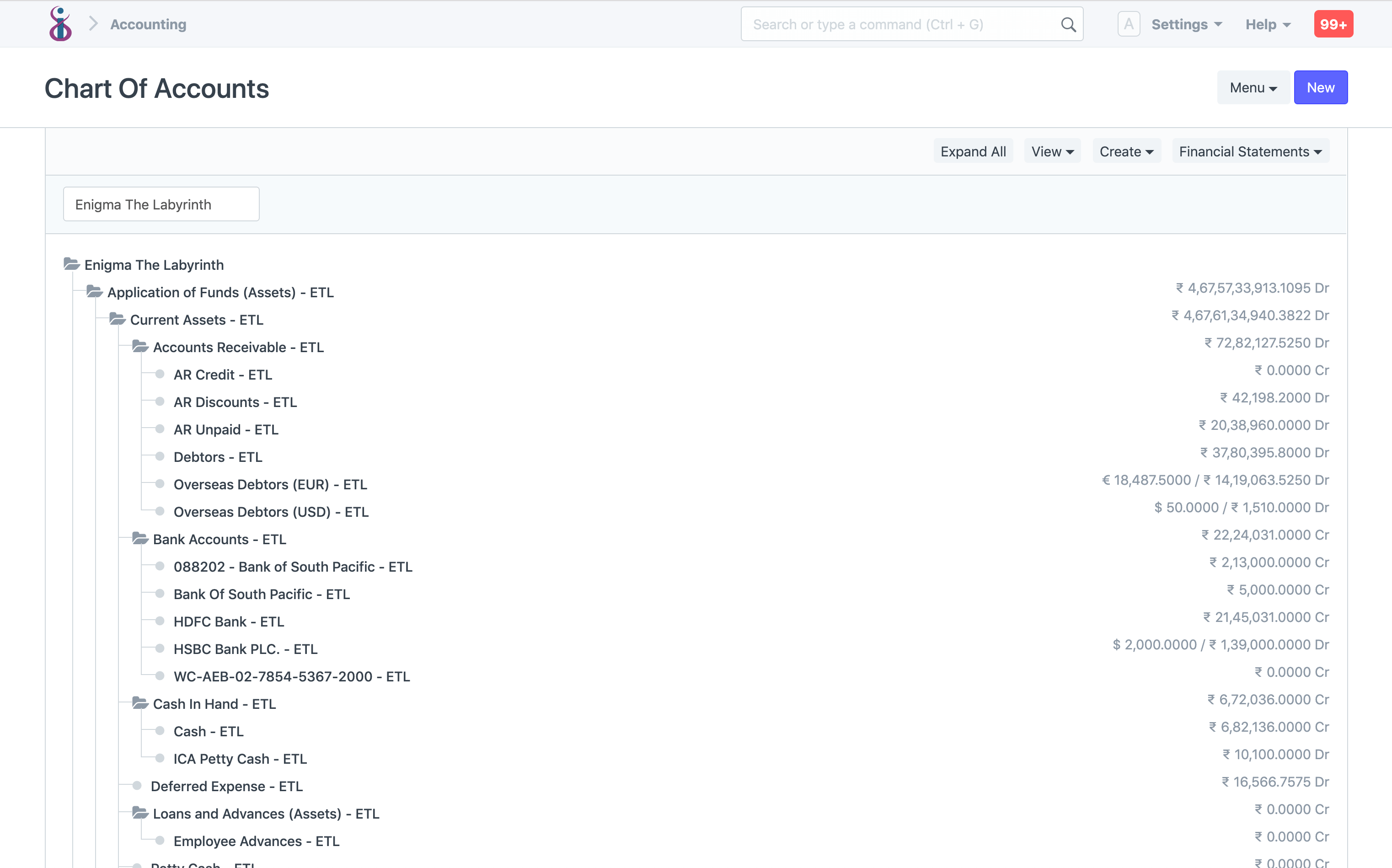 Open Source Accounting - Chart of Accounts