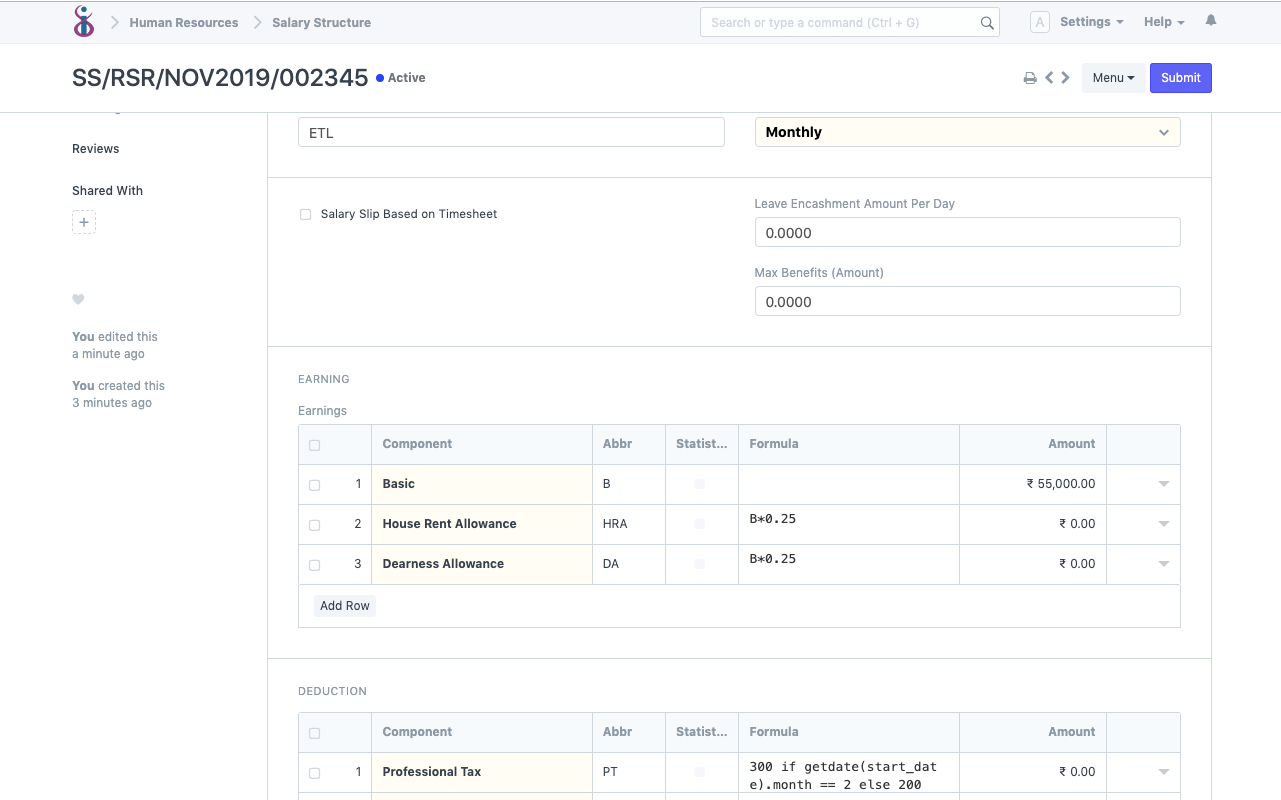 Open Source HRMS and Payroll - Salary Structure