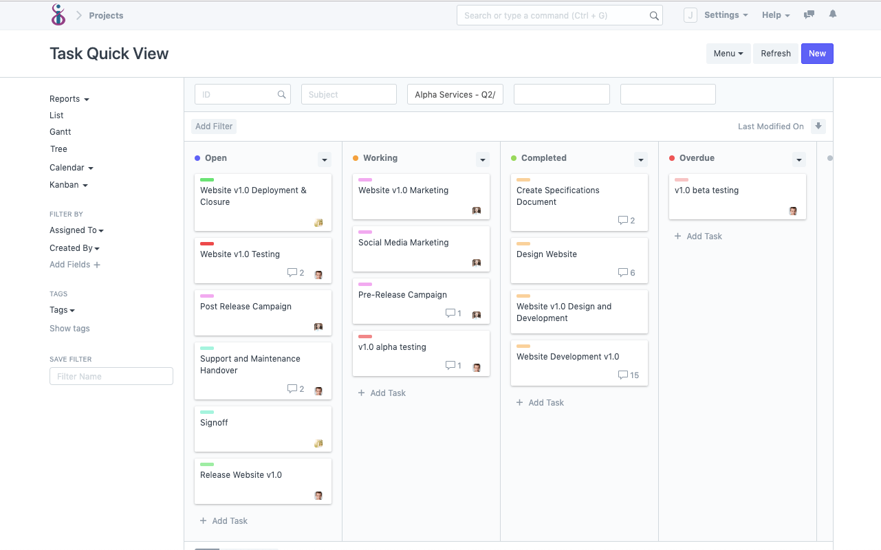 Open Source Project Management Software - Task Kanban View