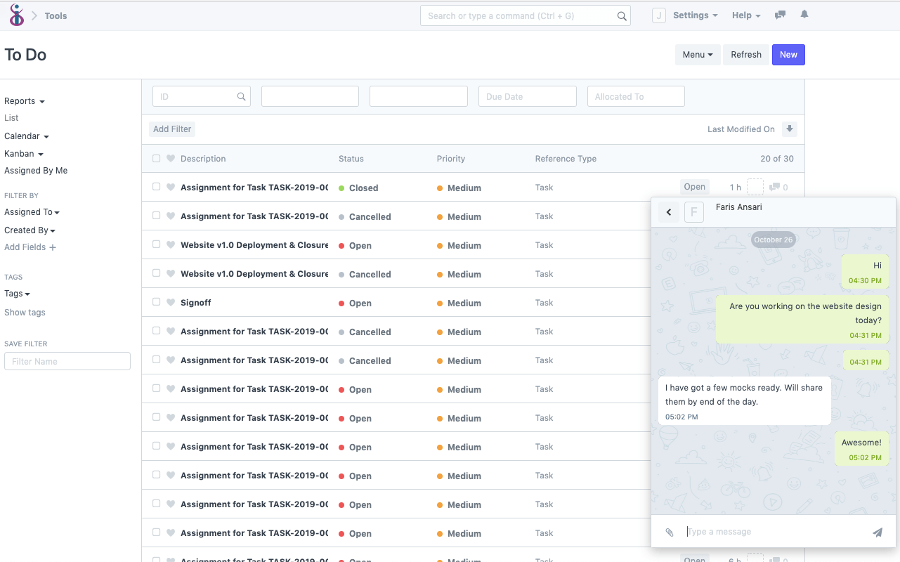 Open Source Project Management Software - To-Do List & Real-Time Chat